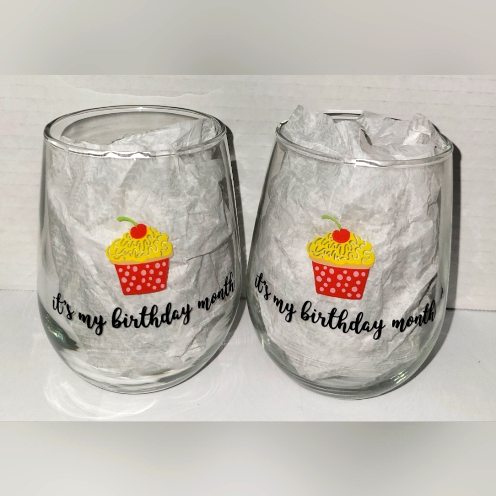 2 Piece Stemless Wine Glass Set (It's My Birthday Month)